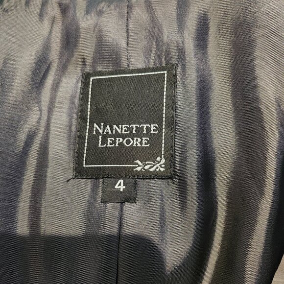 NANETTE LEPORE Duster Dress Suit Black with Gray Crochet Trim - Picture 7 of 16